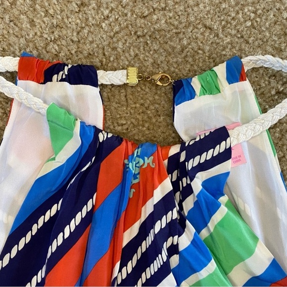 Lilly Pulitzer Kennett Overboard Stripe Braided Chain Halter Dress Size L - Picture 5 of 7